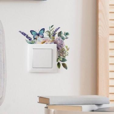 Imagem de Adesivos de parede decorativos Floral Butterfly Switch Green Leave - y