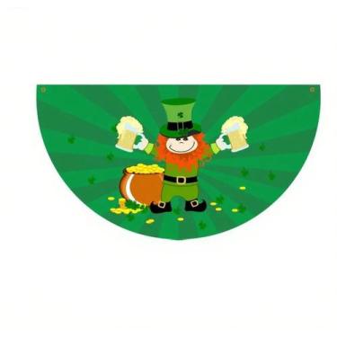 Imagem de Bandeira do Dia de São Patrício Leprechaun 90x150cm Poliéster - Yiweis