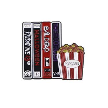 Imagem de Brooch Pins, fita VHS retrô e pipoca, noite de cinema - yiweisai