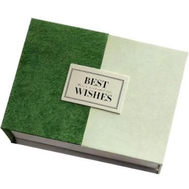 Imagem de Caixa de papelão elegante em dois tons verde e branco Best Wishes - yi