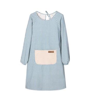 Imagem de Avental listrado, manga comprida, algodão, linho para mulheres, capa c