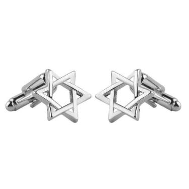 Imagem de Cufflinks Creative Star of David para homens em liga de prata - yiweis