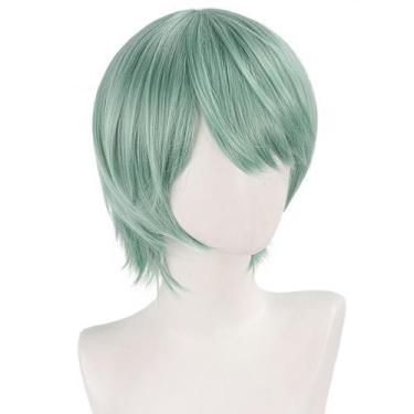 Imagem de Peruca de cosplay curta verde menta sintética para mulheres - yiweisai