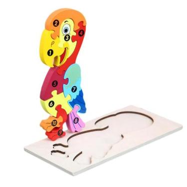 Imagem de Puzzle Toy Giraffe 3D Wooden Early Educational Blue Kids - Gloome Stor