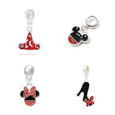 Imagem de Kit 4 Pingentes Minnie banho Prata Pulseiras Berloques - Pulseiras e B
