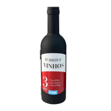 Imagem de Kit abridor de vinhos estilo garrafa decorativa com 3 peças - FWB