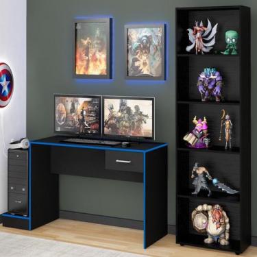 Imagem de Conjunto 2 Peças com 1 Escrivaninha Gamer e 1 Estante para Livros 5 Pr