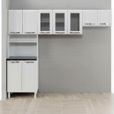 Imagem de Cozinha Compacta em Aço 9 Portas Esmeralda Branco Telasul