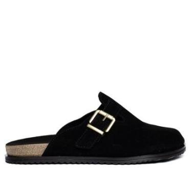 Imagem de Mule Feminino Moleca Camurção Fivela Casual Preto-Feminino