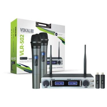 Imagem de Microfone Sem Fio Vokal Duplo UHF Bateria Lithium VLR502