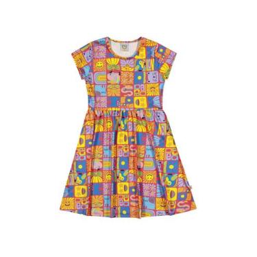 Imagem de Vestido Infantil Menina Colorido Boca Grande, Laranja, 12