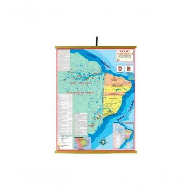 Imagem de Mapa Educativo Sonho de Criança Brasil Colonial I Plastificado com Moldura em Madeira 1200x900mm