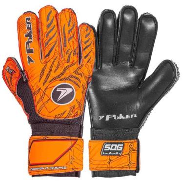 Imagem de Luva de Goleiro Poker Champion 8 Semi Profissional - Preto e Laranja, 
