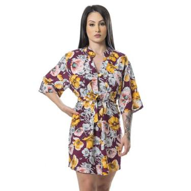 Imagem de Saída de Praia Floral Kaftan Bali - Pimenta Rosada, M
