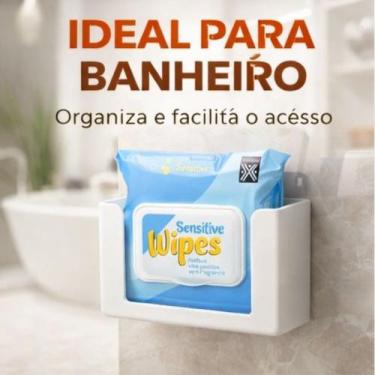 Imagem de Porta Lenço Umedecido De Parede Sem Furo Organizador Banheiro 3D Preto