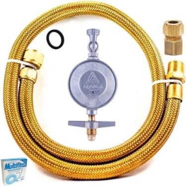 Imagem de Kit de Instalação de Gás CTFLEX - Mangueira 2,00m + Regulador Aliança 503/10 + Adaptador Dako - Ouro