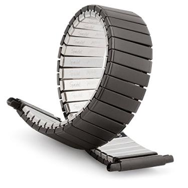 Imagem de Speidel Pulseira masculina Twist-O-Flex de aço inoxidável stretch de substituição de relógio expansível com extremidades retas ou curvas autoajustáveis para relógios de 16 mm, 17 mm, 18 mm, Preto, Straight End, Clássico