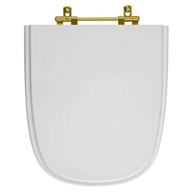 Imagem de Tampa de Vaso Poliester Ibiza Cinza Platina para bacia Incepa Com Ferragem Dourada