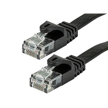 Imagem de Monoprice Cabo Ethernet plano Cat6 – 4,5 metros – preto, Snagless RJ45, plano, 550MHz, UTP, fio de cobre puro e desencapado, 30AWG – série Flexboot