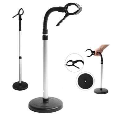Imagem de Suporte Secador de Cabelo Ajustavel Giratorio Chao Salao Petshop Cabeleireiro Flexivel Regulavel