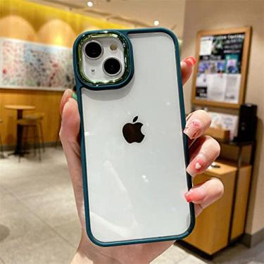 Imagem de Capa de telefone de lente de cor doce sólida transparente para iPhone 12 11 13 14 Pro Max X XR XS Mini 7 8 Plus 6 SE Capa de proteção de acrílico rígido, verde, para iPhone XR