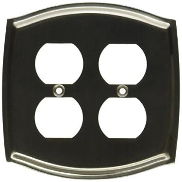 Imagem de Baldwin 4781150 Placa de interruptor colonial de tomada dupla, níquel acetinado