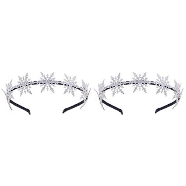 Imagem de 2 Unidades Faixa De Cabelo De Metal Acessórios De Cabelo Floco De Neve Glitter Floco De Neve Faixas De Cabelo Prateadas Bandana De Festa De Natal Cocar De Natal Pop Filho Decorar
