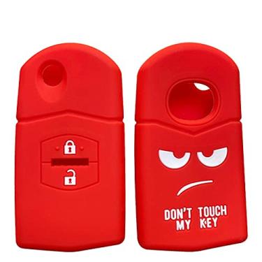 Imagem de YJADHU Controle remoto de silicone com 2 botões masculino e feminino porta-chaves de carro, apto para Mazda 2 3 5 6 CX7 CX9 RX8 MX5 MPV Demio, vermelho