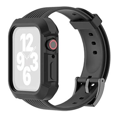 Imagem de Pulseira Capa Armadura compatível com Apple Watch 44mm Series 4, 5, 6 e SE (Preto)
