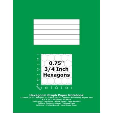 Imagem de Caderno de papel quadriculado hexagonal: hexágonos de 3/4 polegadas (1,9 cm); grade horizontal; 21,59 cm x 27,94 cm; 200 páginas; 100 folhas; números de página; índice de conteúdo; capa brilhante