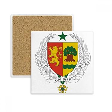Imagem de Porta-copos com emblema nacional da África do Senegal, porta-copos quadrados, pedra isolante