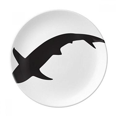 Imagem de Prato decorativo de porcelana de tubarão azul oceano feroz para jantar