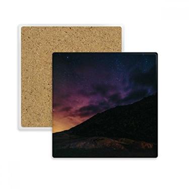 Imagem de Porta-copos com estrelas amarelas e céu noturno quadrado, suporte de subplaca para caneca