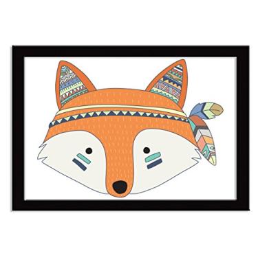 Imagem de Giz de Cor Confecções Quadro Decorativo Indian Fox Raposinha Preto
