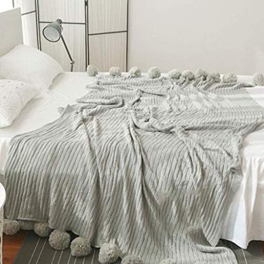 Imagem de Cobertor de manta de malha, ultracardente macio leve respirável e aconchegante manta multicolor para assistir TV ou cochilo na cadeira, sofá e cama azul 150x200cm