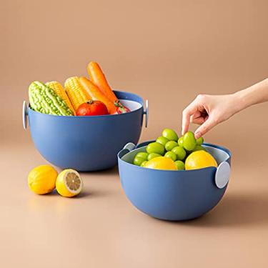Imagem de Coador De Cozinha e Tigela 2 em 1, 2 Conjuntos (Azul)