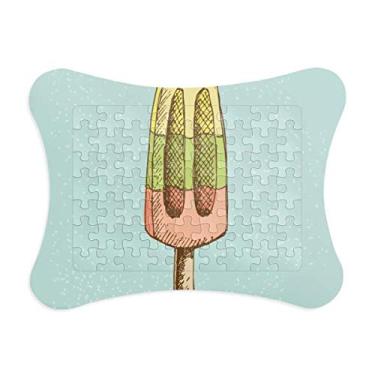 Imagem de Moldura de quebra-cabeça de sorvete verde amarelo vermelho picolés decoração de imagem enfeite de jogo quebra-cabeça