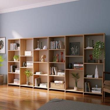 Imagem de Kit 2 Estantes Livreiro Multiuso 7 Prateleiras 11 Nichos London Yescasa Amadeirado Montana Perfect Wood
