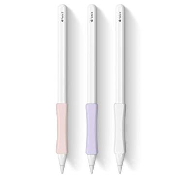 Imagem de Pacote com 3 capas de silicone compatíveis com Apple Pencil (USB-C) e Apple Pencil (2ª geração), iPad Pro 11 de 12,9 polegadas 2018 (branco, rosa, roxo)