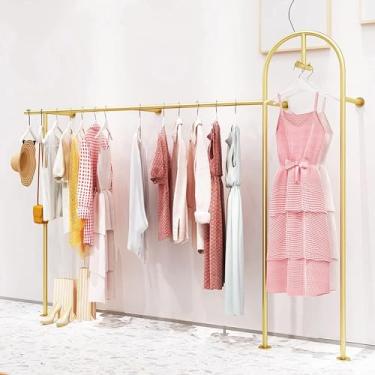 Imagem de Rack de haste de roupas montado na parede Loja de roupas Rack de roupas comerciais Cabide resistente para pendurar roupas, organizador de quarto multifuncional Prateleira de armazenamento pa