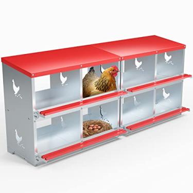 Imagem de Caixas de assentamento de galinhas - 8 compartimentos de metal para ninho de aves, suporte de parede para galinhas, patos - Coleção fácil de ovos - Equipamento de galinheiro com orifícios ventilados