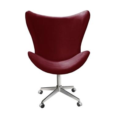 Imagem de Poltrona Alice Lisa Cadeira Egg Slim Pé Giratório com Rodinhas Recepção, Escritório Suede Bordô