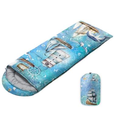 Imagem de Sacos de dormir para adultos, jovens, crianças, saco de dormir de acampamento com impressão 3D para meninas e meninos, leve, impermeável, saco de dormir para clima frio/quente para 3 estações