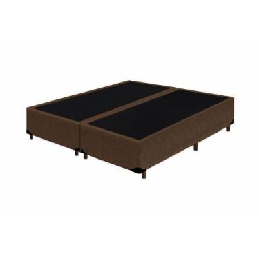 Imagem de Base Cama Box Bipartido Queen Size Suede Marrom 40x158x198 - Sonho Cam