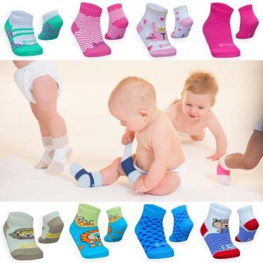 Imagem de Kit baby feliz 6 pares de meia masculino e feminino algodão lindas 6-1