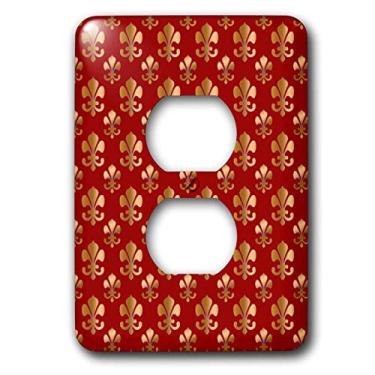 Imagem de 3dRose Lsp_30759_6 Estampa de flor de lis dourada em um fundo marrom, símbolo de santos cristãos, multicolorido