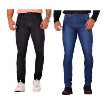 Imagem de Kit 2 Calças Jeans Masculina Lycra Slim Atacado Colorida - DIAMANTE VE