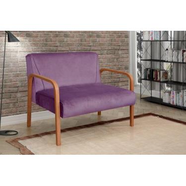 Imagem de Namoradeira Anita Sofá 2 Lugares Moderna Braço Madeira - BELLA DECOR