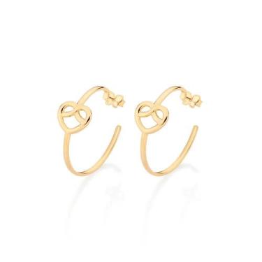 Imagem de Brinco Meia Argola Coração Infinito Rommanel 527127, Dourado