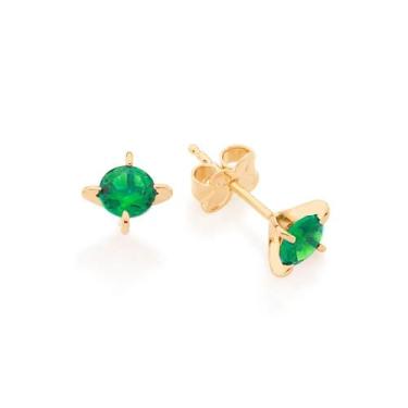 Imagem de Brinco Rommanel Solitário com Zircônias 526095, Verde